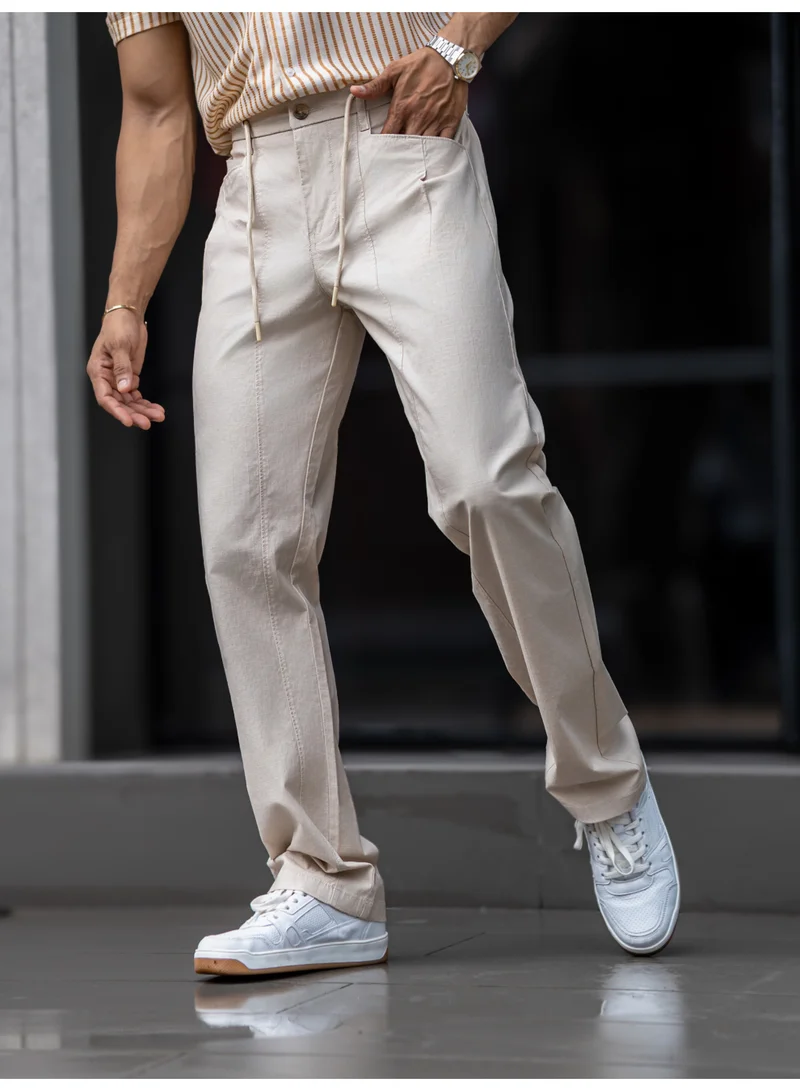 Maniac Maniac Mens Solid Khaki Cotton Trackpant