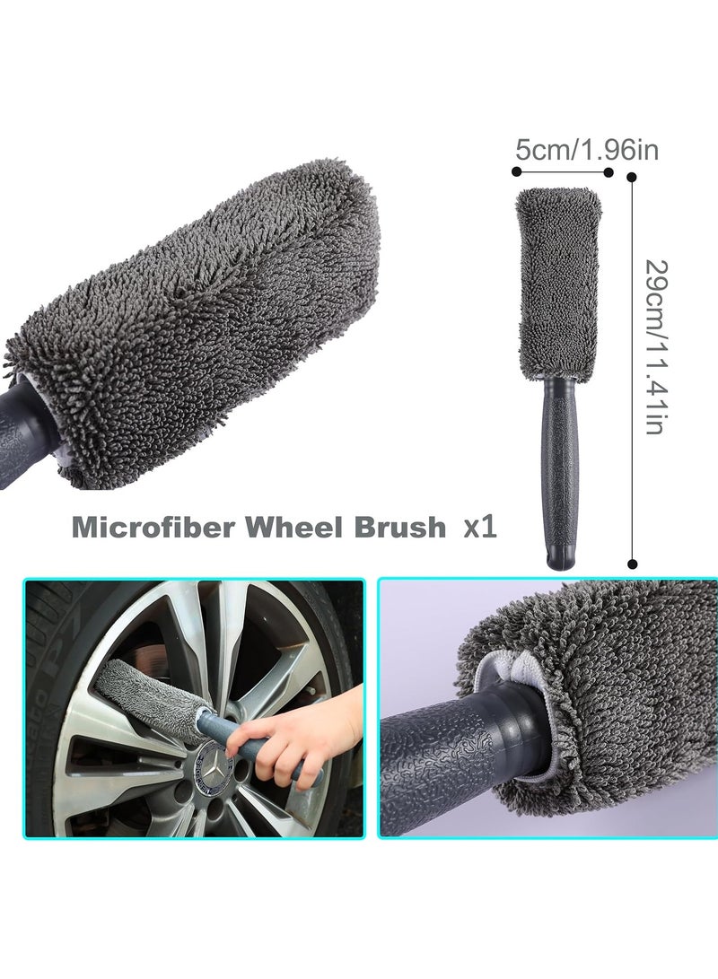 NNEWVANTE Car Cleaning Tools Kit Car Detailing Set Tire Brush Polishing Towel Cloth Wash Sponge Microfiber Cleaning Mitt Towels Kit  - Image 5