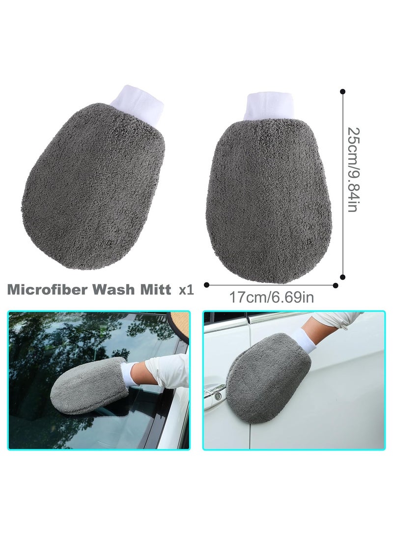 NNEWVANTE Car Cleaning Tools Kit Car Detailing Set Tire Brush Polishing Towel Cloth Wash Sponge Microfiber Cleaning Mitt Towels Kit  - Image 4