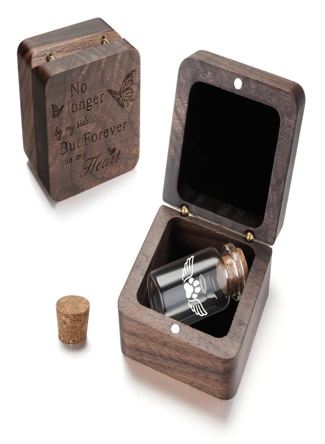 SOITIS Small Pet for Dogs Cats Urns for Ashes Wooden Box, Small Glass Urn for Pets Ashes Keepsake, Pet Urns for Ash Funeral Keepsake Urn for Dog Ashes - Image 1