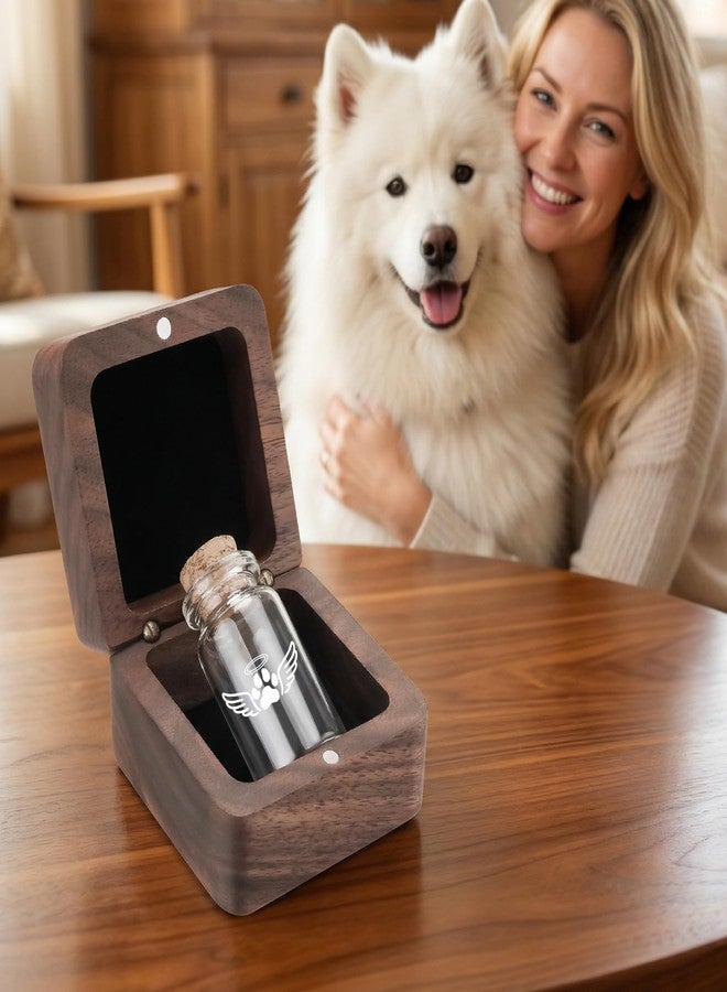 SOITIS Small Pet for Dogs Cats Urns for Ashes Wooden Box, Small Glass Urn for Pets Ashes Keepsake, Pet Urns for Ash Funeral Keepsake Urn for Dog Ashes - Image 4