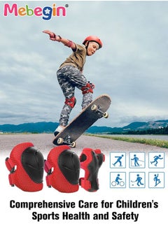 MEBEGIN 7 Pcs Multi-Sport Protective Gear Set with Adjustable Helmet Knee and Elbow Pads Wrist Guards fit for Multi Sports Scooter, Skateboarding, Biking, Roller Skating Red  - Image 3