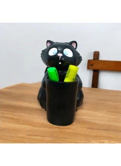 Taşdevri Life Tasdevri Life Black Cute Surprised Kitten Decorative Desktop Pencil Holder, Makeup Brush Holder, Organizer  - Image 1