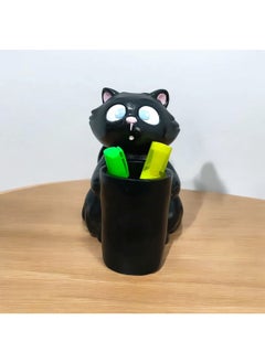 Taşdevri Life Tasdevri Life Black Cute Surprised Kitten Decorative Desktop Pencil Holder, Makeup Brush Holder, Organizer  - Image 2