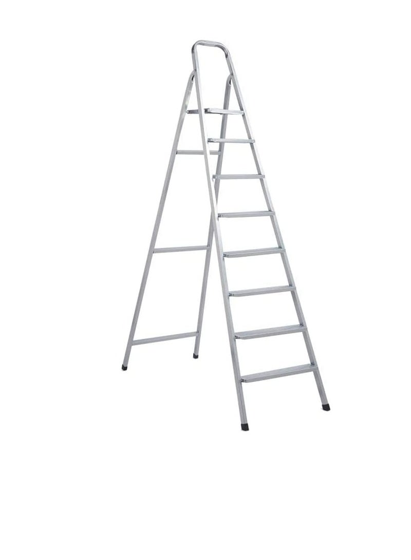 ROBUSTLINE Robustline Heavy Duty Steel Ladder, Ultra Stable Folding Ladder. (8 Step, Silver)  - Image 1