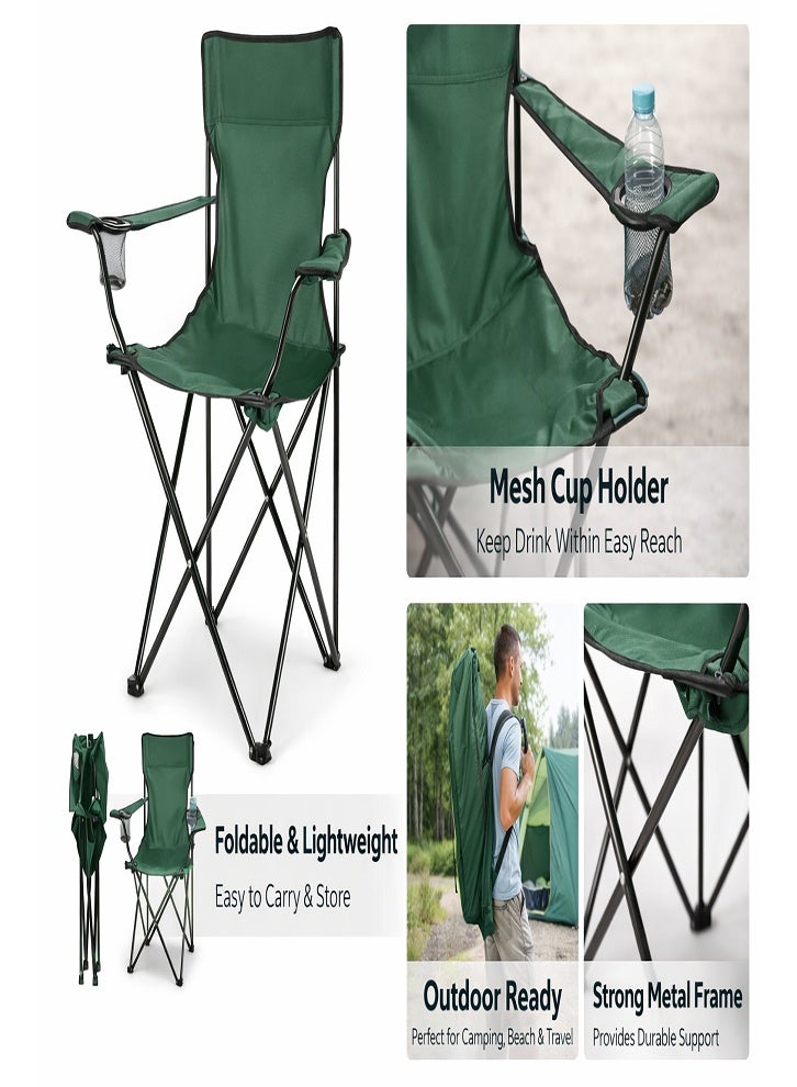 DORMICO Portable Folding Camping Chair with Cup Holder Lightweight Outdoor Chair Metal Frame for Beach Camping Travel Green - Image 4