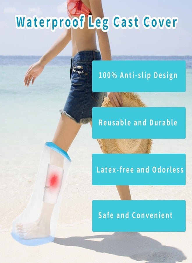 SUPERNIGHT Waterproof Leg Cast Cover for Shower and Bath, Cast Protector for Shower Leg Adult, for Leg Foot Ankle Wounds after Surgery, Reusable Sleeve(Seal Ring Anti-Slip Design) - Image 2