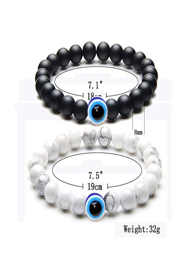 Senroar Original Black Onyx & White Certified Combo Set For Couple Natural Round Beads 8mm Crystal Stone Bracelet For Positivity, Protection, Strength Bracelet For Unisex (Pack Of 2) - Image 5