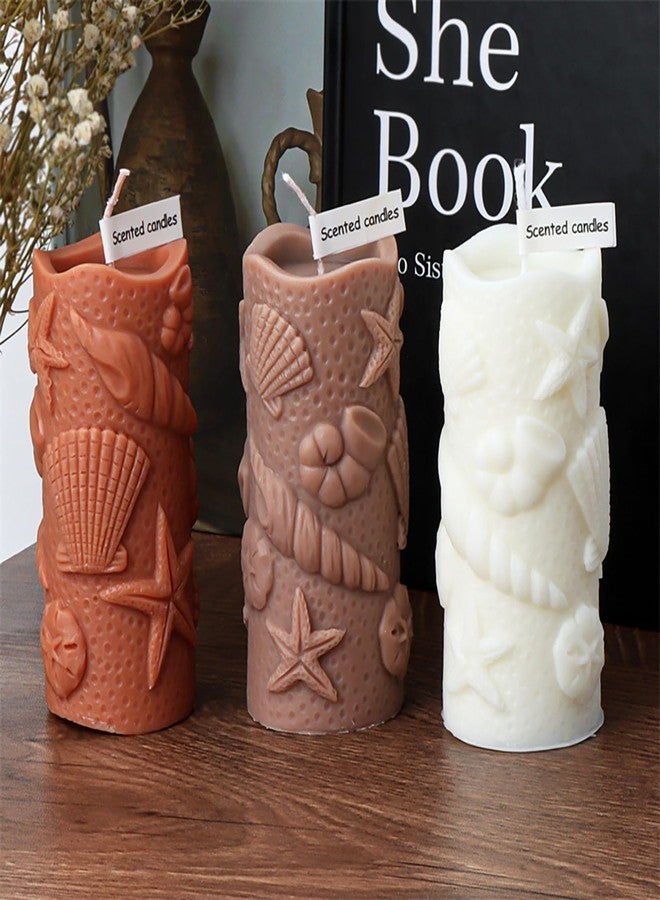 EVERELAM Shell Candle Mold Shell Cylinder Mold Fish Candle Mold Starfish Resin Mold Clay Mold Jewelry Resin Casting Mold Candle Making Molds Craft Supplies 3D Mold Silicone Mold for Resin Casting Mold - Image 3