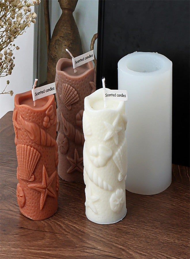 EVERELAM Shell Candle Mold Shell Cylinder Mold Fish Candle Mold Starfish Resin Mold Clay Mold Jewelry Resin Casting Mold Candle Making Molds Craft Supplies 3D Mold Silicone Mold for Resin Casting Mold - Image 1