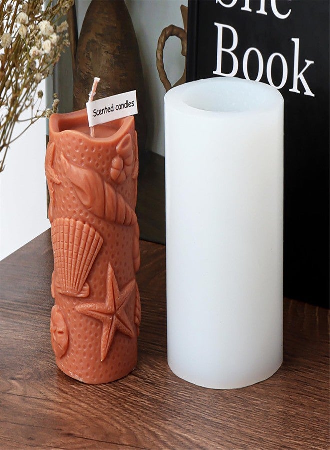 EVERELAM Shell Candle Mold Shell Cylinder Mold Fish Candle Mold Starfish Resin Mold Clay Mold Jewelry Resin Casting Mold Candle Making Molds Craft Supplies 3D Mold Silicone Mold for Resin Casting Mold - Image 2
