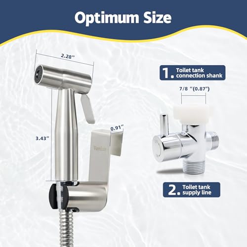 Vayzluiy Handheld Bidet Sprayer for Toilet - Bidets for Existing Toilets Adjustable Water Pressure with Bidet Hose for Feminine Wash, Stainless Steel Muslim Shower Jet Spray for Toilet - Image 2