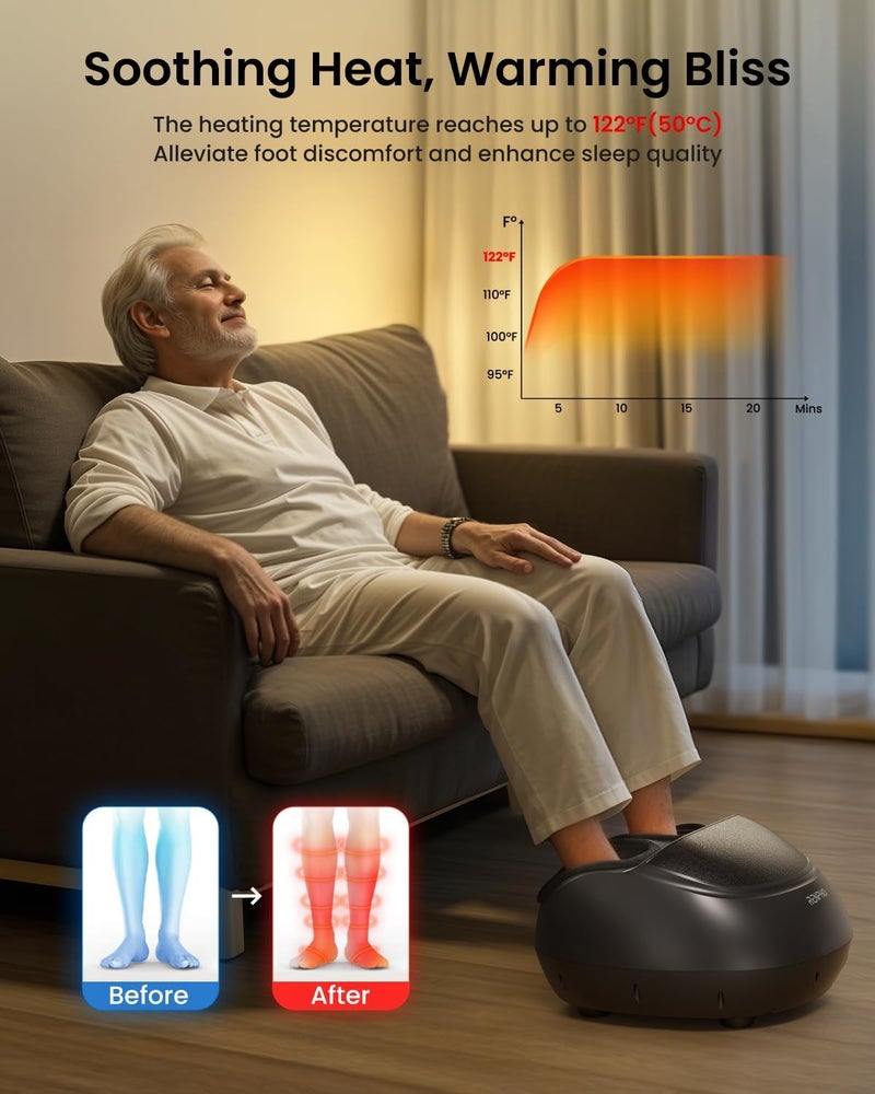 RENPHO Shiatsu Foot Massager with Heat Feet Massager for Neuropathy Plantar Fasciitis Relief FSA Eligible 3 Heat Levels Foot Massage with Wireless Control Birthday Gifts for Women Men Size 13 - Image 3