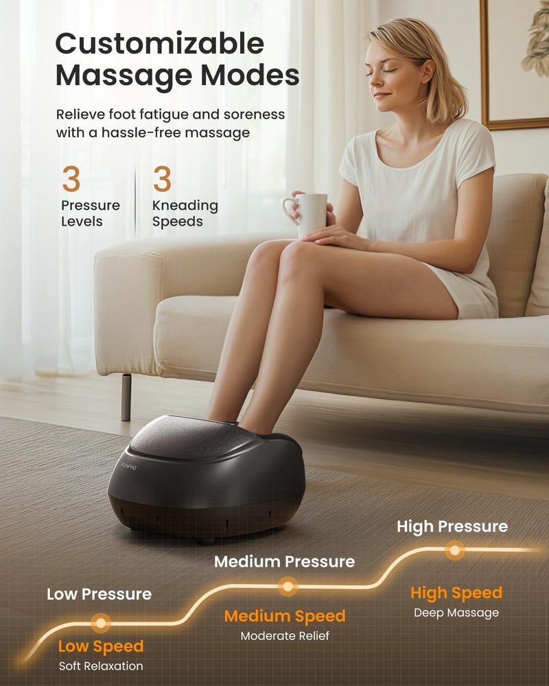 RENPHO Shiatsu Foot Massager with Heat Feet Massager for Neuropathy Plantar Fasciitis Relief FSA Eligible 3 Heat Levels Foot Massage with Wireless Control Birthday Gifts for Women Men Size 13 - Image 4