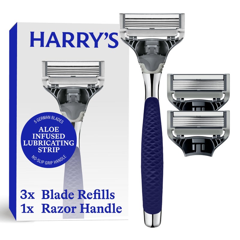 Harry's Original Shaving Kit for Men - Razor Handle and 3 Razor Blade Refill Cartridges - German Engineered - Chrome Edition - Image 1
