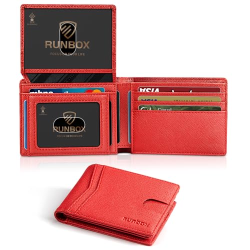 RUNBOX Wallet for Men and Women Slim Rfid Leather 2 ID Window With Gift Box - Image 1