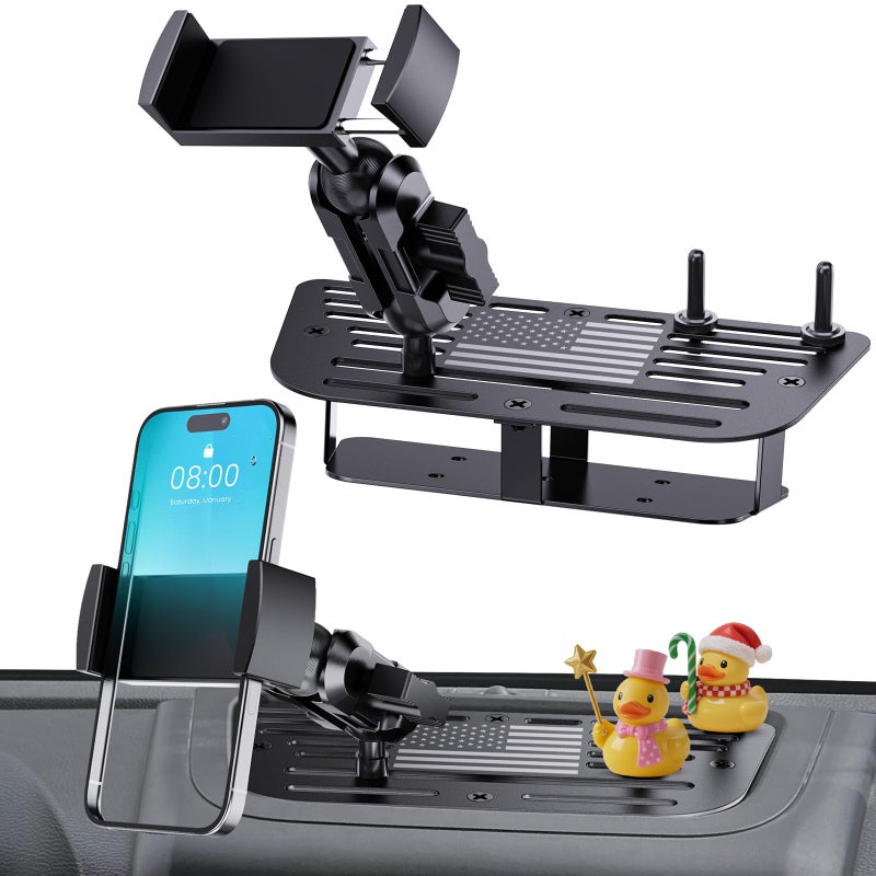 DIAMOOKY Upgraded Metal Phone Mount Compatible with Jeep Wrangler JK JKU 2018 2017 2016 2015 2014 2013 2012 2011 Accessories, Dash Phone Holder with Duck Mounts System Kit - Image 1