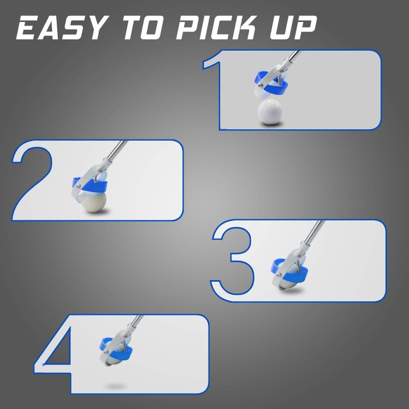 prowithlin Golf Ball Retriever, Golf Balls Retriever Telescopic for Water with Spring Release-Ready Head, Balls Retriever Tool Golf with Locking Clip, Grabber Tool, Golf Accessories Golf Gift for Men (Blue, 9ft) - Image 2