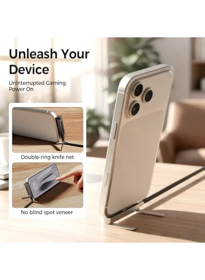 BASEMO 2-Pack Sideways Phone Charger, 2-in-1 Invisible Holder Charger Cable, 240w Fast Charging Cord with Built-in Phone Stand for Smartphones Tablets (C-C,) - Image 4