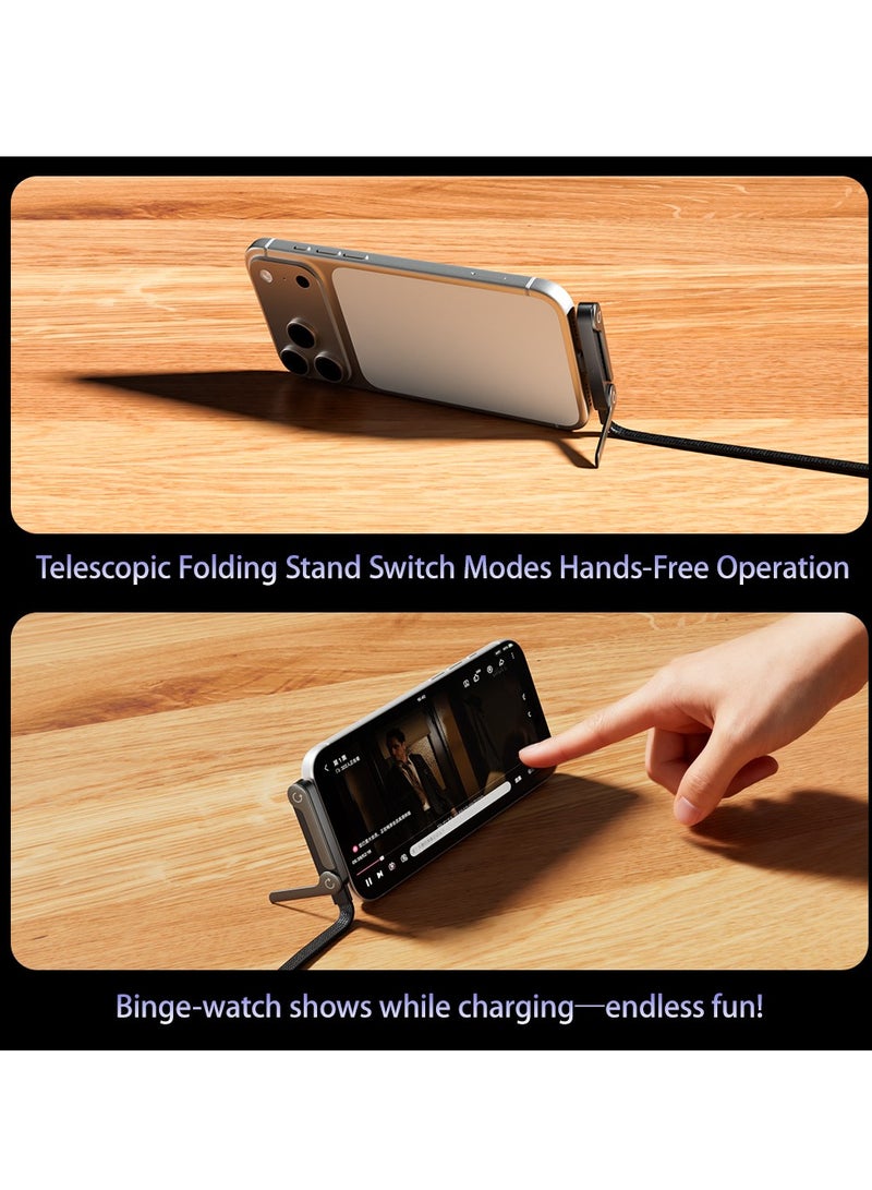 BASEMO 2-Pack Sideways Phone Charger, 2-in-1 Invisible Holder Charger Cable, 240w Fast Charging Cord with Built-in Phone Stand for Smartphones Tablets (C-C,) - Image 2