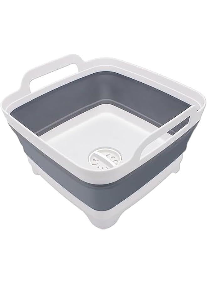 MIXDE Collapsible Dish Basin with Drain Plug, Space Saving Outdoor Multiuse Foldable Sink Tub, Dishpan, Kitchen Storage Tray for Camping, Vegetable Washing - Image 1