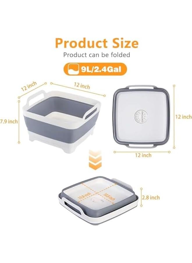 MIXDE Collapsible Dish Basin with Drain Plug, Space Saving Outdoor Multiuse Foldable Sink Tub, Dishpan, Kitchen Storage Tray for Camping, Vegetable Washing - Image 3
