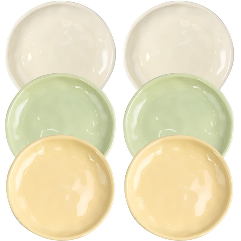 Lengba 6 Inch Ceramic Salad Plates, Set of 6 - Small Appetizer & Dessert Plates for Portion Control, Microwave & Dishwasher Safe, Chip-Resistant (Soft Green, Cream Yellow, Creamy White (6) - Image 1