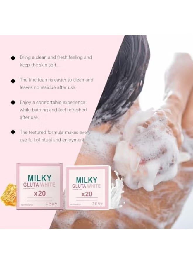 Milky 2-Pack Milky Gluta White Soap, Goat Milk & Milk Extract, Korean Gentle Brightening Face & Body Soap, Deep Cleansing Exfoliating Bar for Smooth, Radiant Skin - Image 4