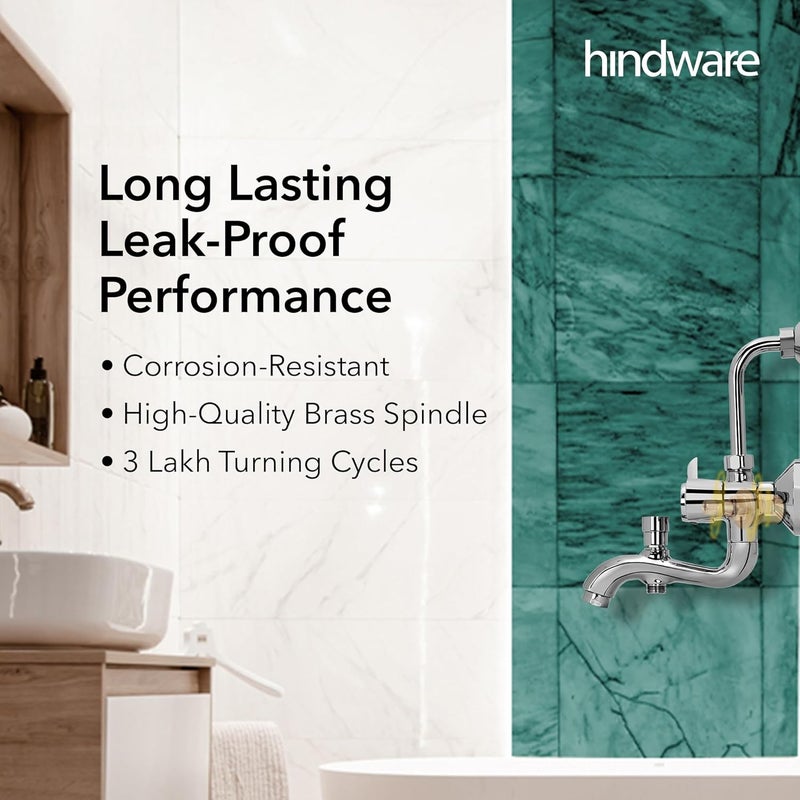 hindware خلاط حائط هندوير كونتيسا نيو F730022CP نحاس - 3 في 1 (كروم، فضي) - Image 3