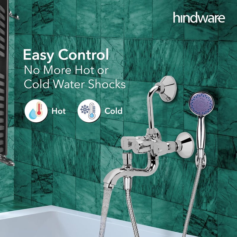 hindware خلاط حائط هندوير كونتيسا نيو F730022CP نحاس - 3 في 1 (كروم، فضي) - Image 2