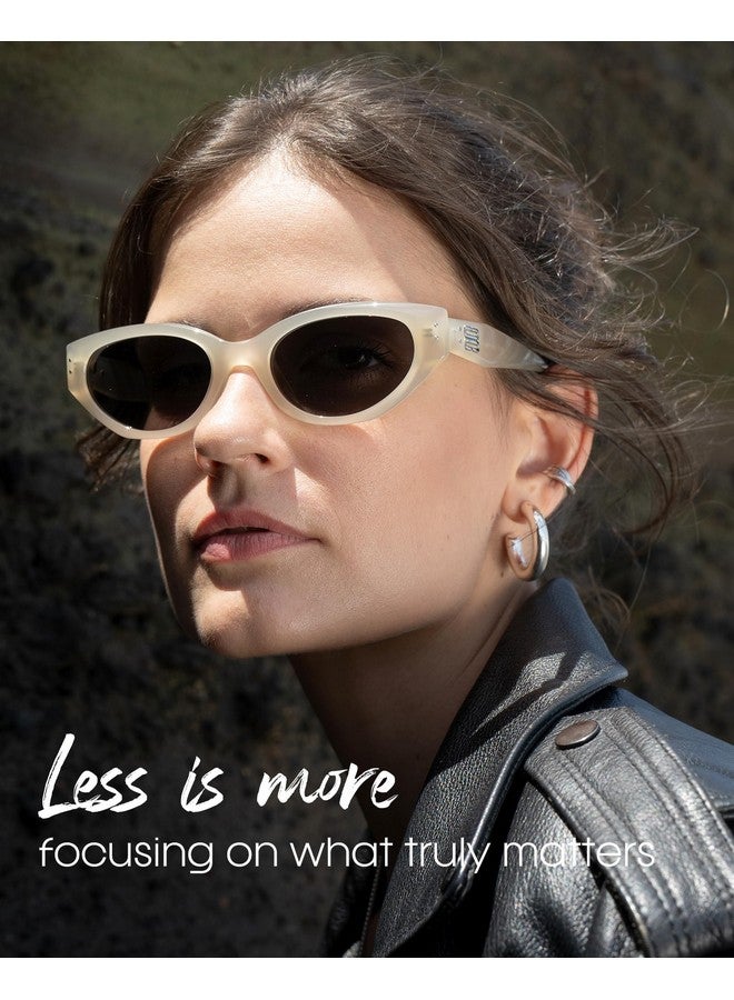 Furtalk Oval Cat Eye Sunglasses, Vintage 90S Style Frame, Polarized Lens, Uv Protection (Ivory) - Image 4