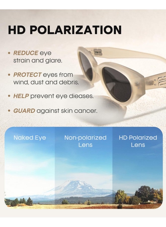 Furtalk Oval Cat Eye Sunglasses, Vintage 90S Style Frame, Polarized Lens, Uv Protection (Ivory) - Image 5