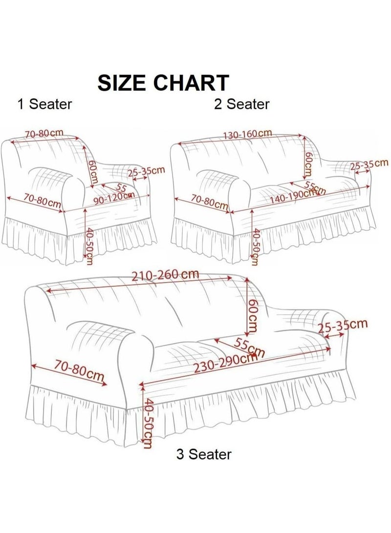 Fabienne 4-Piece Stretchable Sofa Cover Set Jacquard Fabric Seven Seater 3211 Combination Couch Cover Set Beige - Image 2