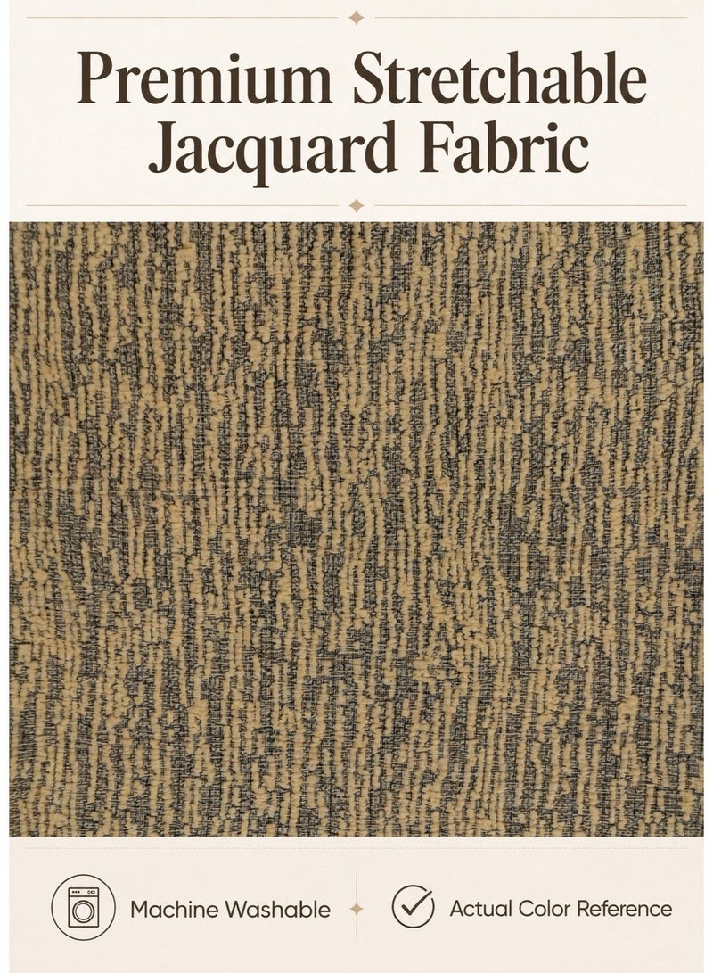 Fabienne 4-Piece Stretchable Sofa Cover Set Jacquard Fabric Seven Seater 3211 Combination Couch Cover Set Beige - Image 5