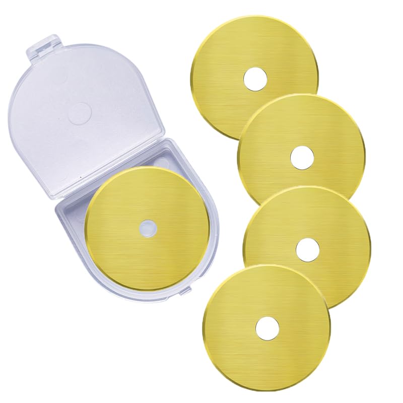 KAMSANG Rotary Cutter Blades, 60mm Replacement Blades 5-Pack, Fits Fiskars,OLFA,Martelli,Dremel,Truecut,DAFA,Fabric Cutting Blades Refill for Quilting Scrapbooking Sewing Arts &Crafts, SKS-7,(Titanium Coated) - Image 1