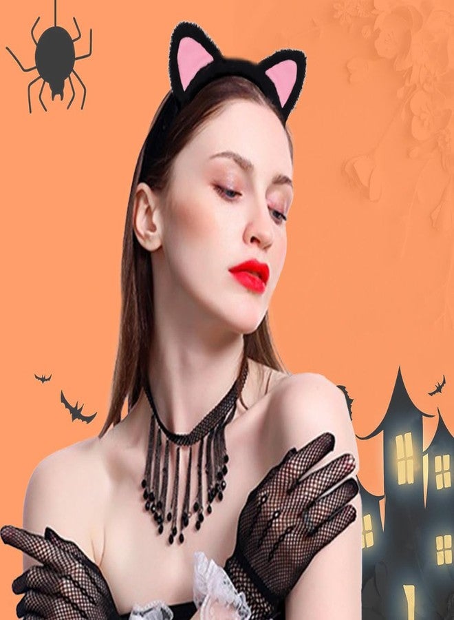 Outyua Cat Ears Headband Black Furry Makeup Headbands Plush Washing Headwear Halloween Cosplay Everyday Wear for Women - Image 5