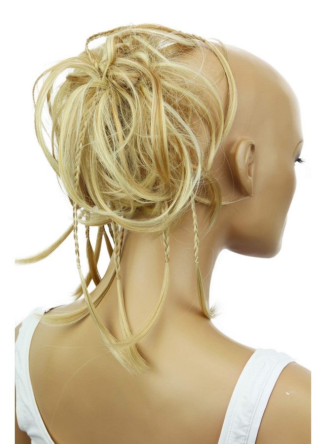 CAISHA Jumbo Scrunchie Braided Updo Wavy Messy Bun Hairpiece Blond Mix G20D - Image 1