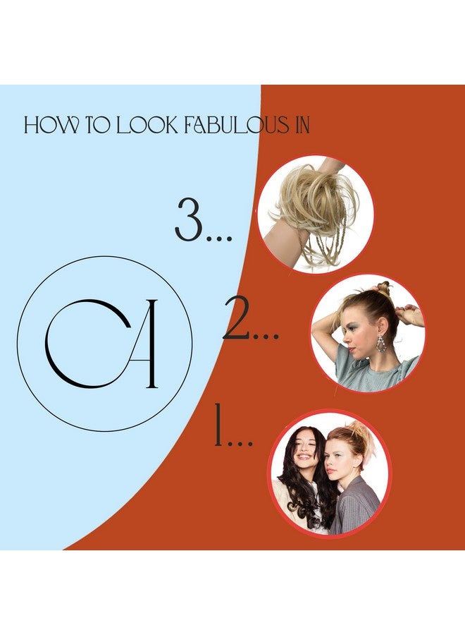 CAISHA Jumbo Scrunchie Braided Updo Wavy Messy Bun Hairpiece Blond Mix G20D - Image 3