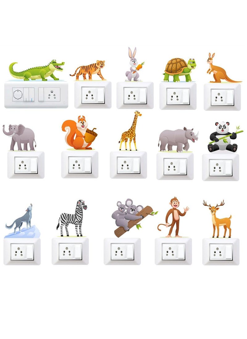 CVANU CVANU Set of 15 Animal Picture Printed on Vinyl Sticker for Switch Board Sticker Decal 21inchX50inch_S388  - Image 1