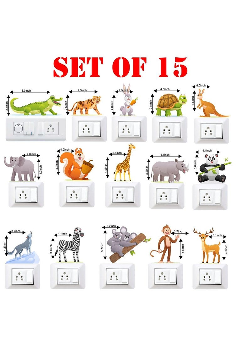 CVANU CVANU Set of 15 Animal Picture Printed on Vinyl Sticker for Switch Board Sticker Decal 21inchX50inch_S388  - Image 4
