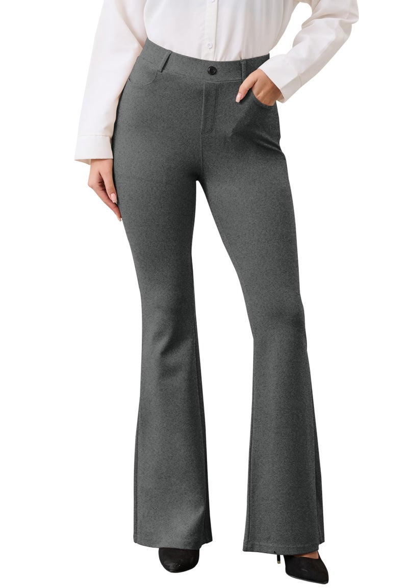 VIMPEP Flare Yoga Dress Work Pants Women High Waisted Pull On Stretchy Slacks Flared Leggings for Business Casual with Pockets 2102 31 Charcoal M - Image 1