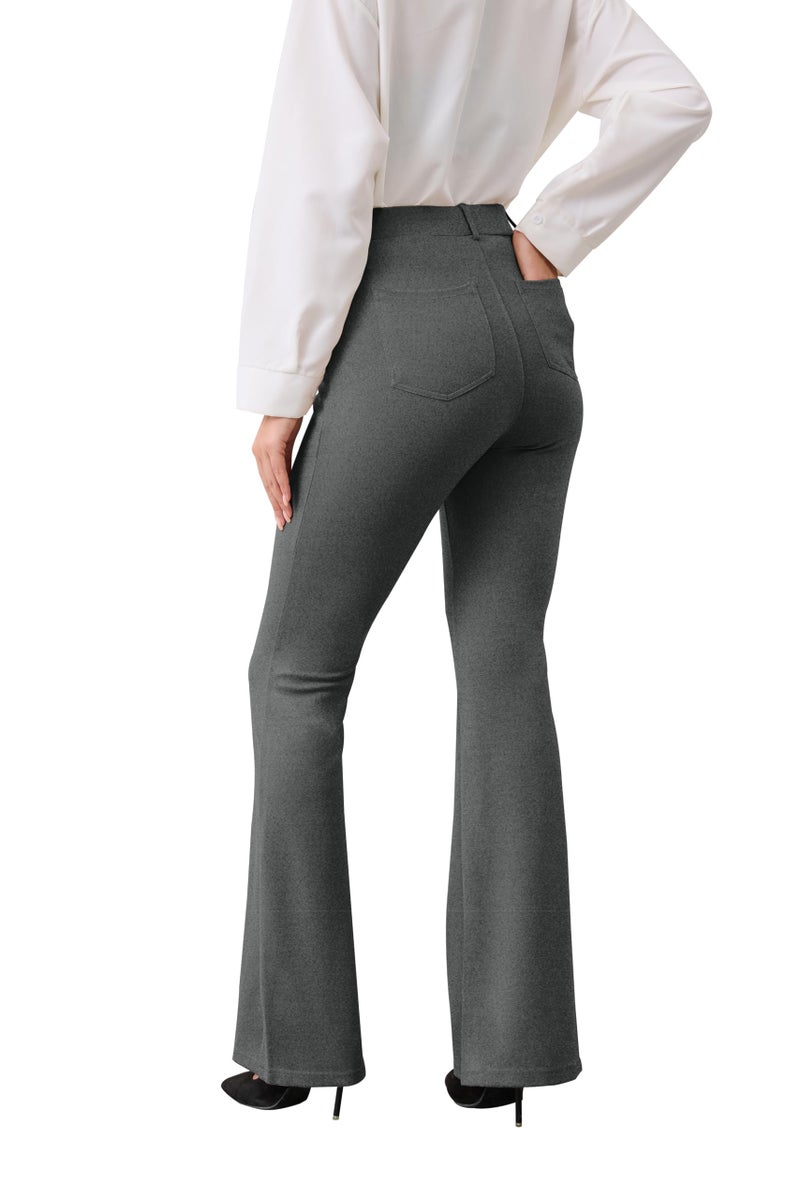 VIMPEP Flare Yoga Dress Work Pants Women High Waisted Pull On Stretchy Slacks Flared Leggings for Business Casual with Pockets 2102 31 Charcoal M - Image 2