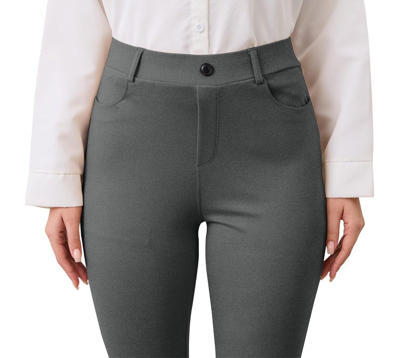 VIMPEP Flare Yoga Dress Work Pants Women High Waisted Pull On Stretchy Slacks Flared Leggings for Business Casual with Pockets 2102 31 Charcoal M - Image 3
