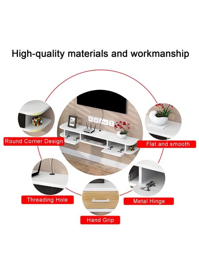 Floating TV Stand Wall Mounted TV Shelf,TV Cabinet Entertainment Center Unit,Media Console Floating Desk Storage Hutch For Home And Office,Space Saver (White, DSG020-120) - Image 4