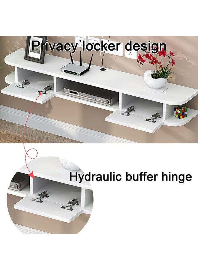 Floating TV Stand Wall Mounted TV Shelf,TV Cabinet Entertainment Center Unit,Media Console Floating Desk Storage Hutch For Home And Office,Space Saver (White, DSG020-120) - Image 5