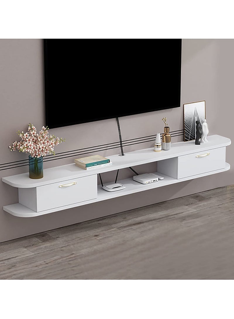Floating TV Stand Wall Mounted TV Shelf,TV Cabinet Entertainment Center Unit,Media Console Floating Desk Storage Hutch For Home And Office,Space Saver (White, DSG020-120) - Image 1