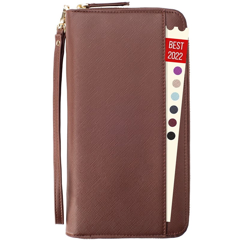 Apadi Travel Document Organizer - RFID Passport Wallet Case Family Holder Id Wristlet - Image 1