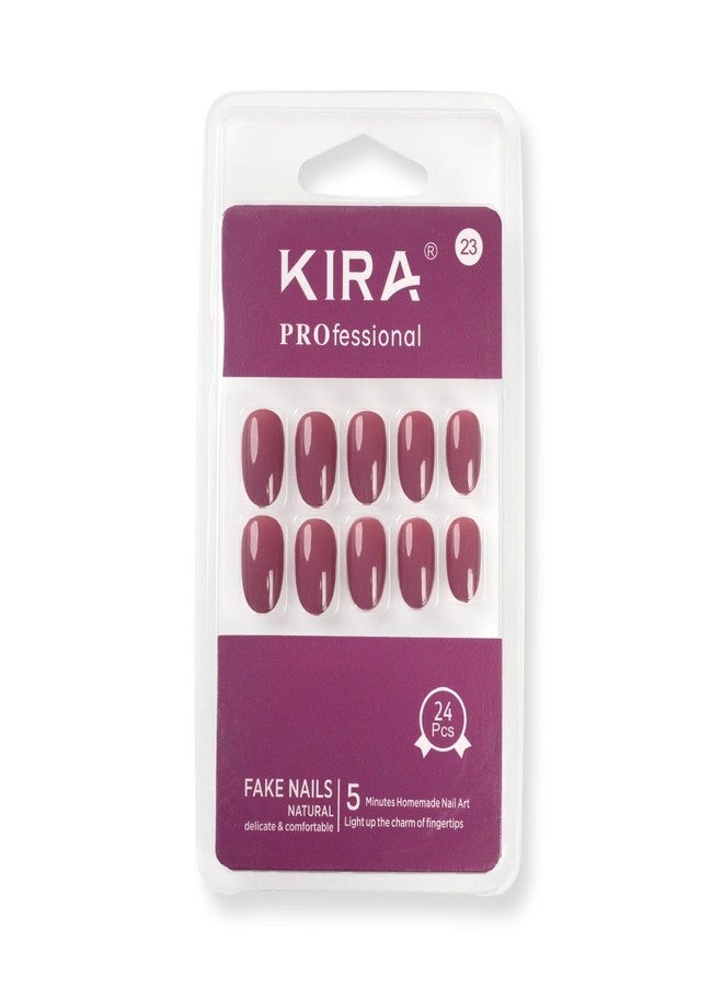 KIRA Artifical Fake Nails With Buffer & Glue, Natural False Nails Delicate & Comfortable With Long-Lasting And Waterproof For Women (A23) - Image 1