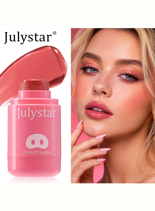 Julystar Pocket Blush,Cute Pocket Direct Apply Hydrating Cream Blush Stick, Fresh Juice Box Peach Non-caking Natural Daily Cheek Makeup, Universal For All Skin Tones,#05 Juice Box - Image 1