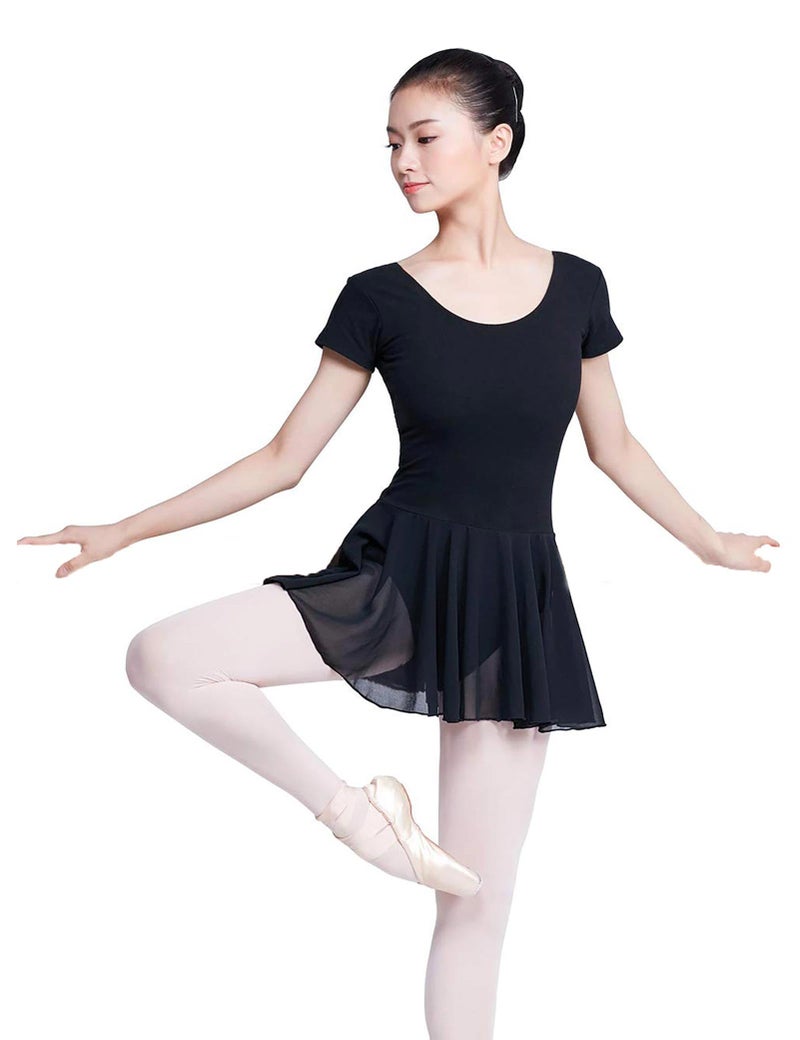 Daydance Black Leotards for Women Ballet, Skirted Dance Wear for Adult Ballerina, A Size up - Image 1